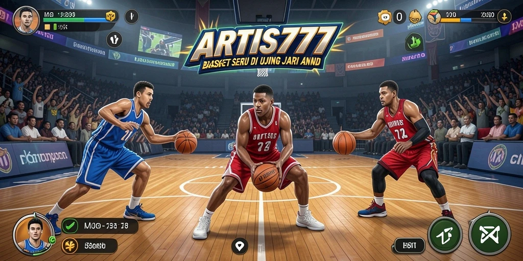 Tampilan antarmuka ARTIS777 menampilkan karakter dan lapangan basket yang menakjubkan.