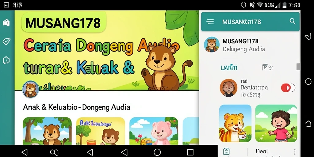 Tampilan antarmuka aplikasi MUSANG178 yang menarik dan ramah anak.