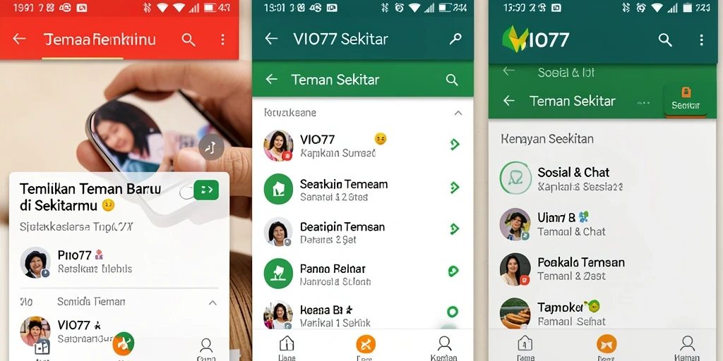 Screenshot VIO77 menampilkan antarmuka menarik untuk menemukan teman.
